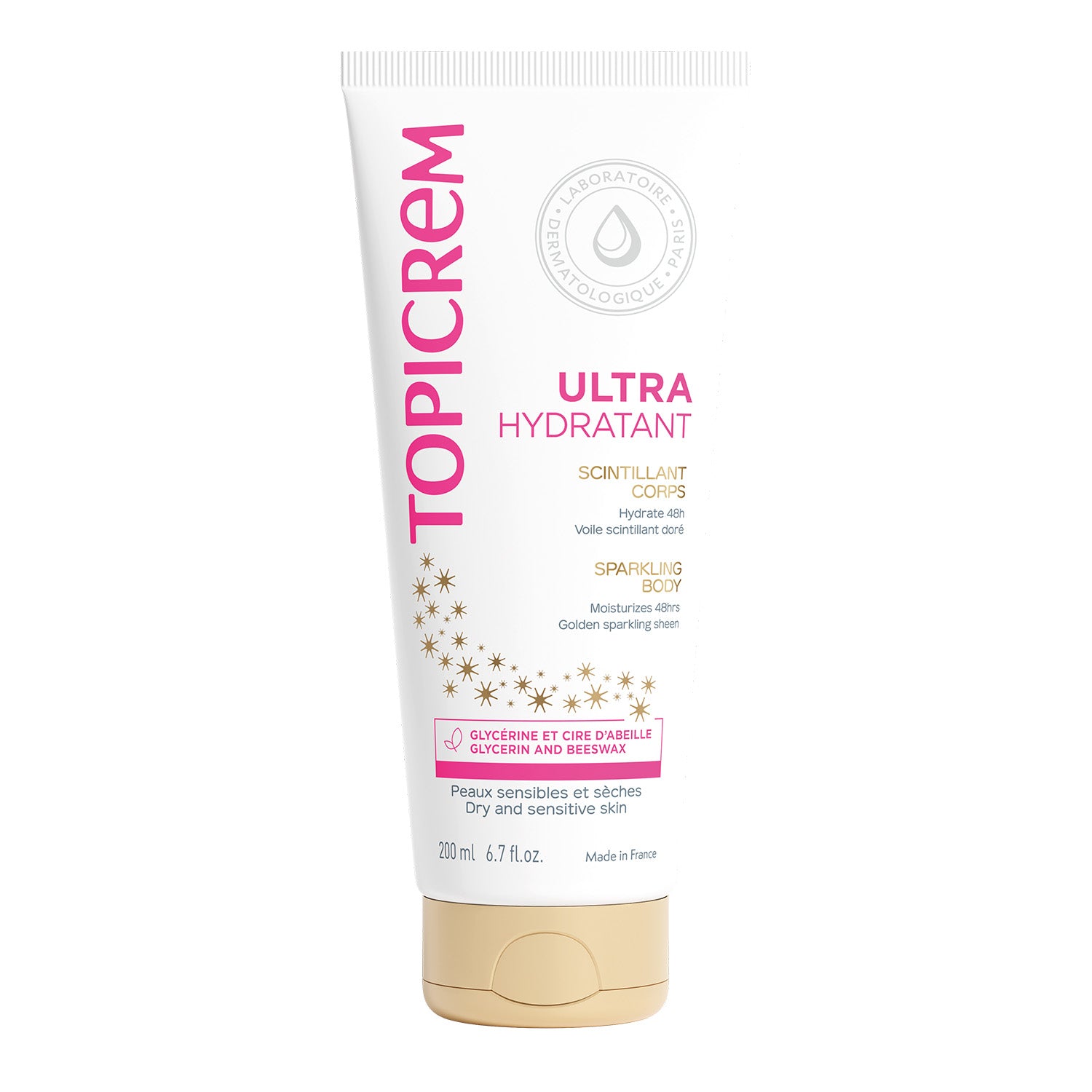 Topicrem - Crema para la Piel Sensible Leche Corporal Ultra-hidratante Efecto Brillante - 200 ml